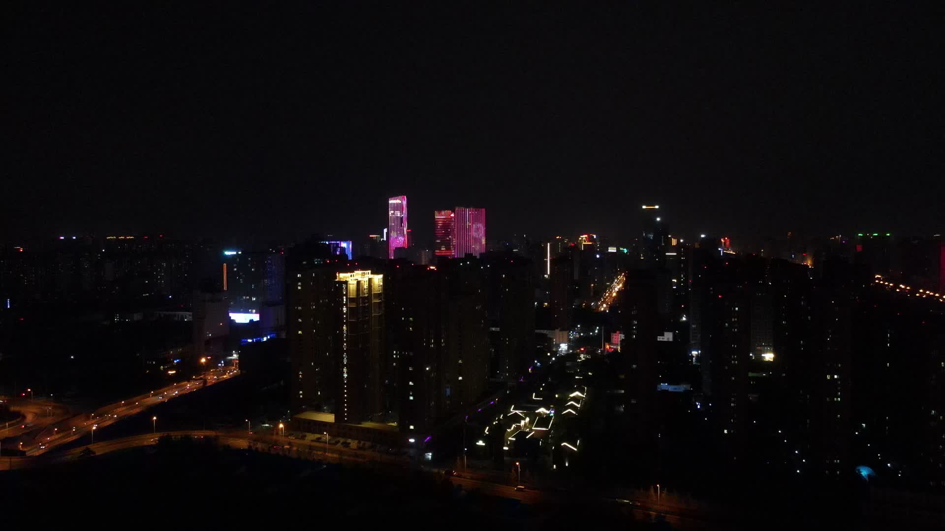 航拍河北石家庄城市夜景视频的预览图