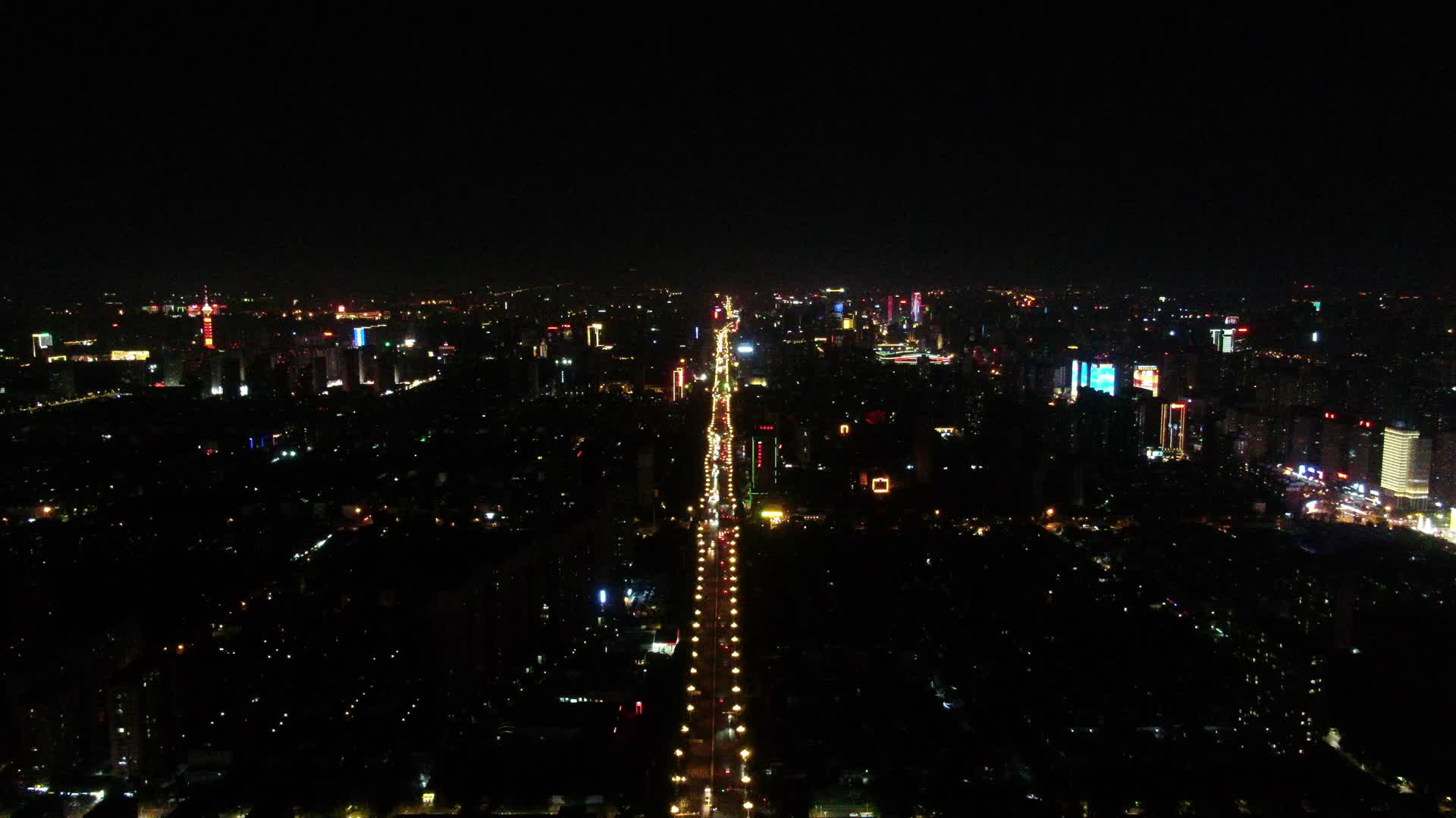 航拍河北石家庄城市夜景视频的预览图