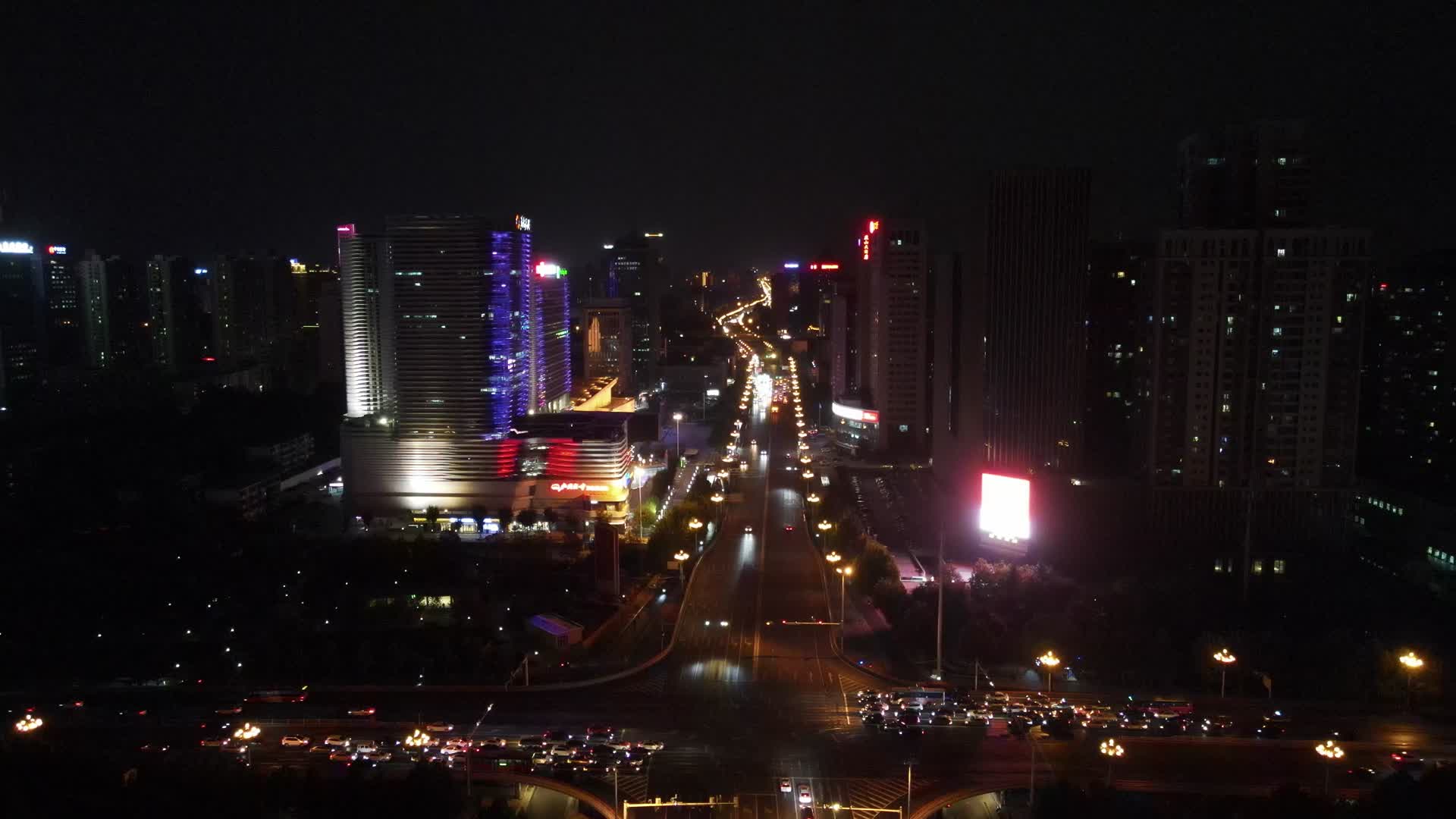 航拍石家庄北国商城夜景视频的预览图