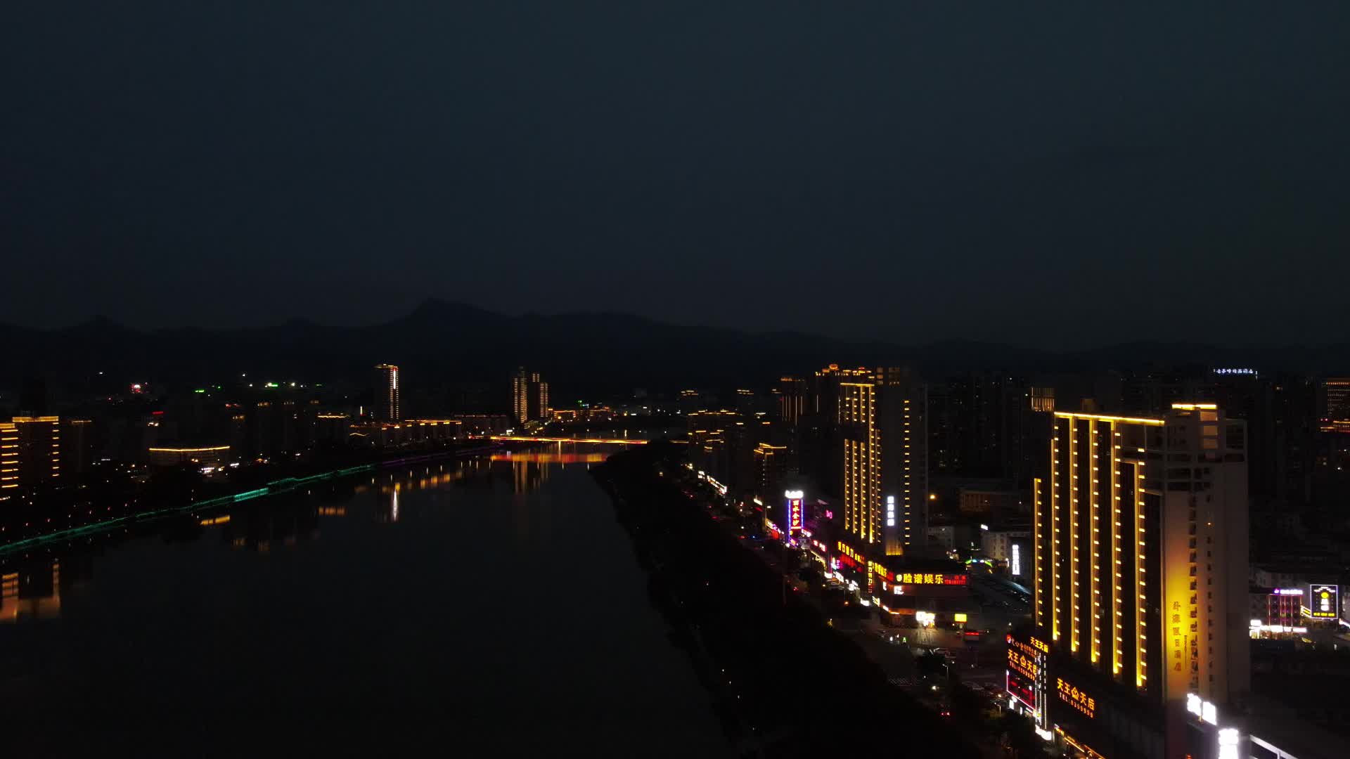 城市夜景夜幕降临航拍视频的预览图