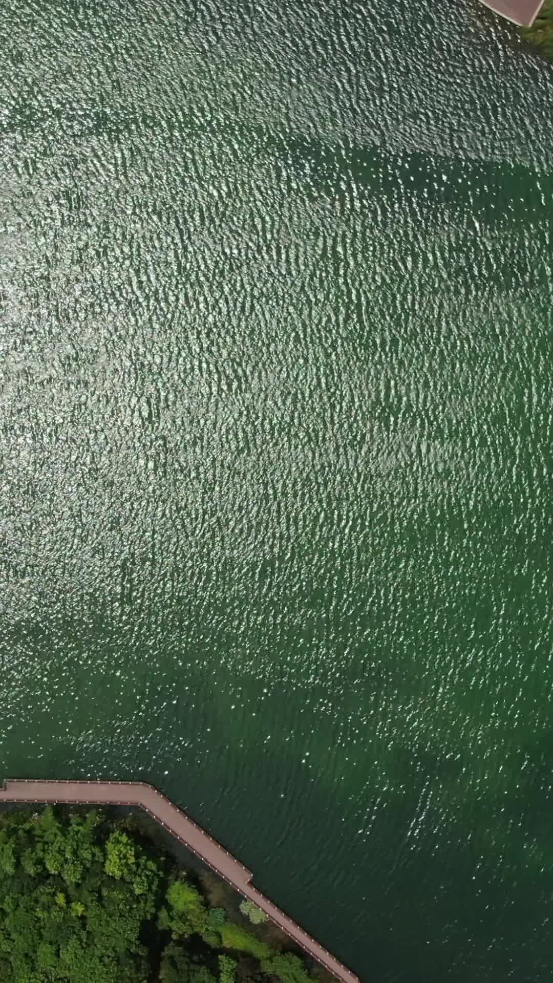 航拍蓝色湖面波光自然风景视频的预览图