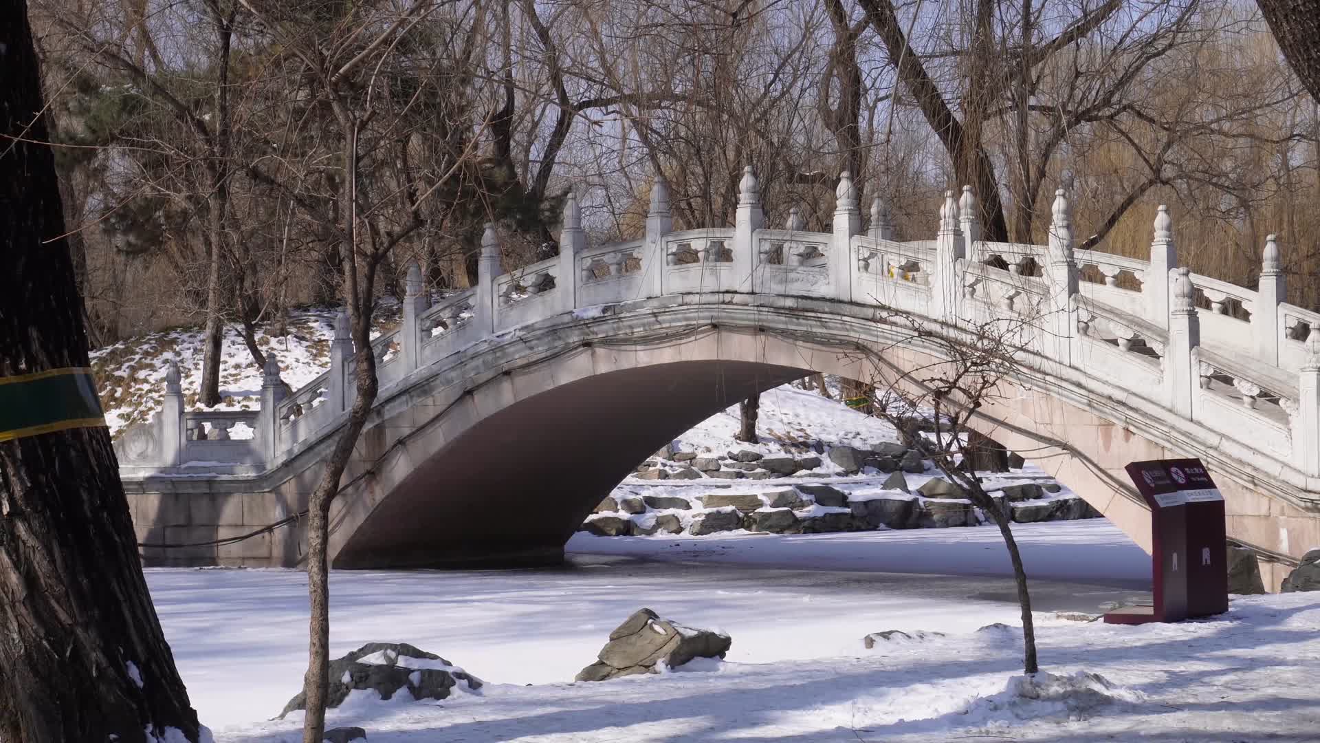 石拱桥石桥古建筑中国古典桥梁圆明园视频的预览图