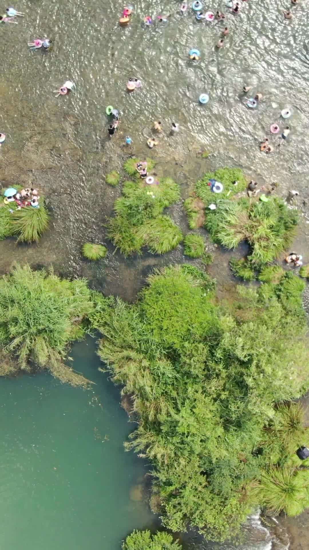 航拍夏日水上游泳避暑视频的预览图