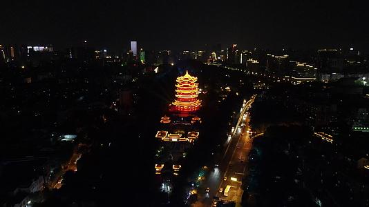 航拍湖北武汉黄鹤楼夜景视频的预览图