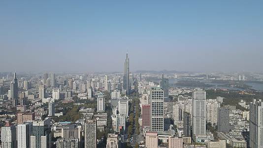 航拍南京南京紫峰大厦鼓楼广场视频的预览图