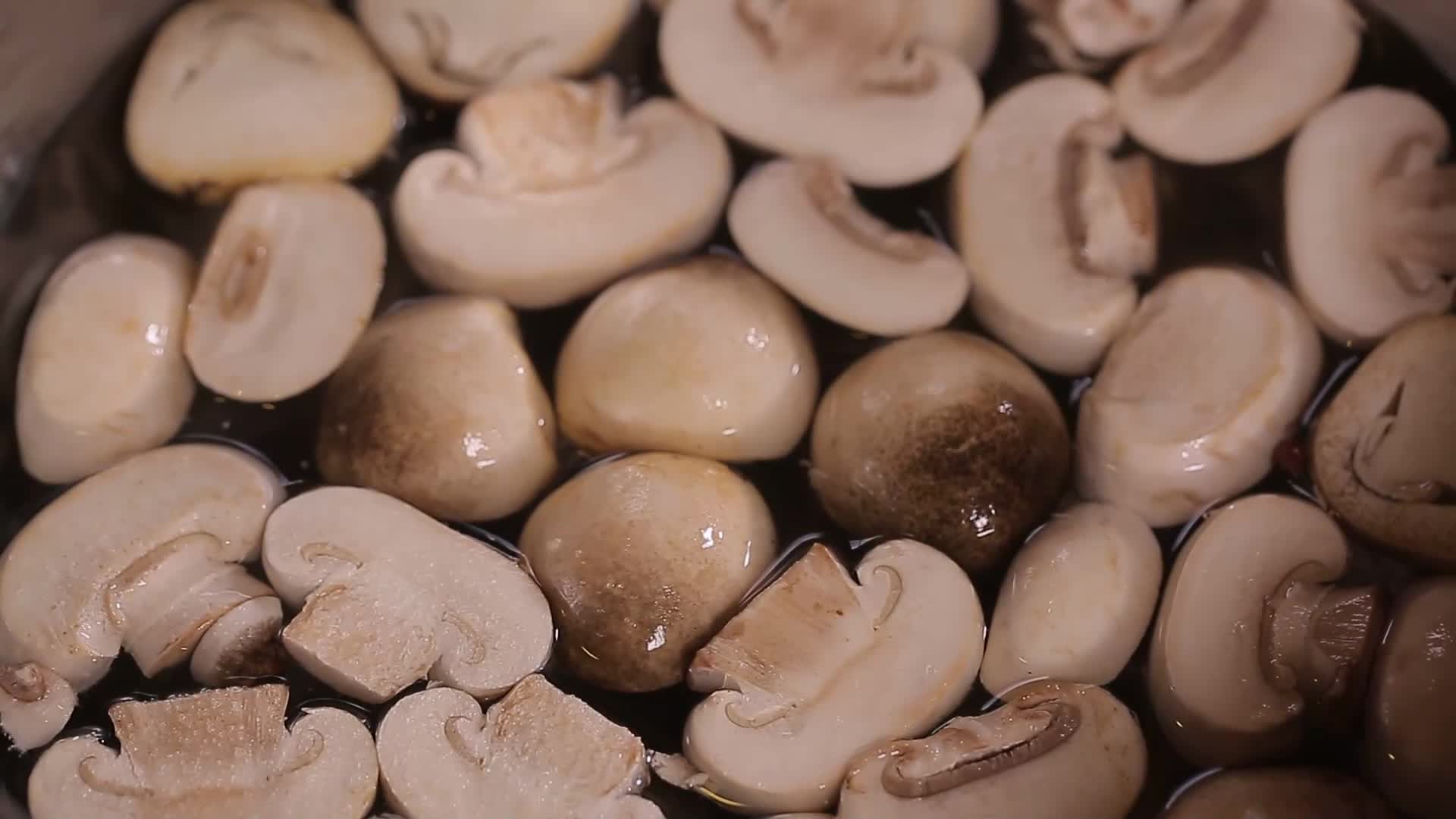不锈钢水盆清洗口蘑草菇视频的预览图