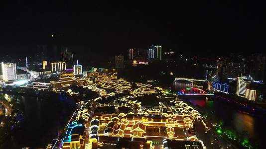 贵州铜仁古城夜景航拍视频的预览图