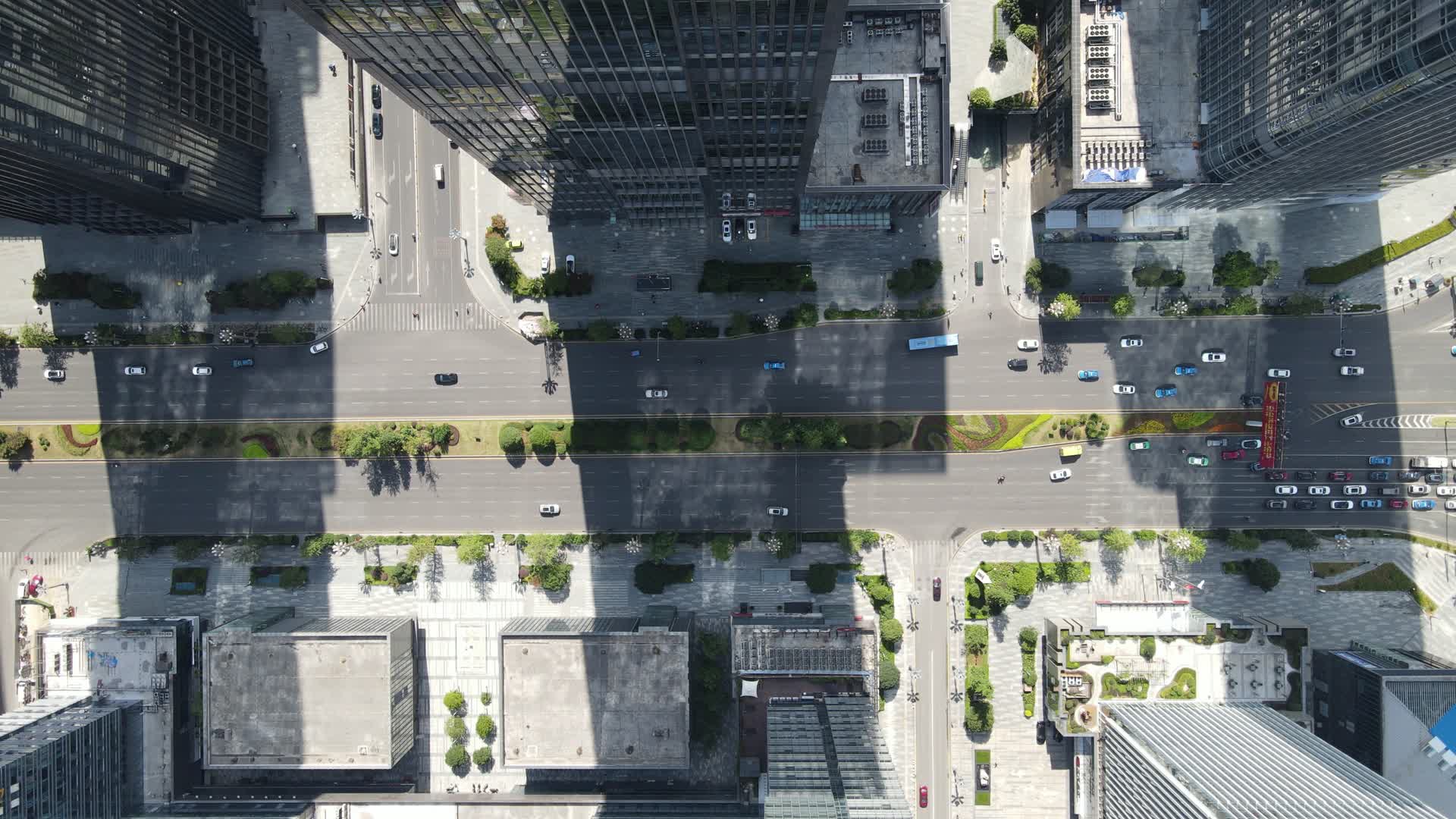 俯拍城市高楼交通视频的预览图