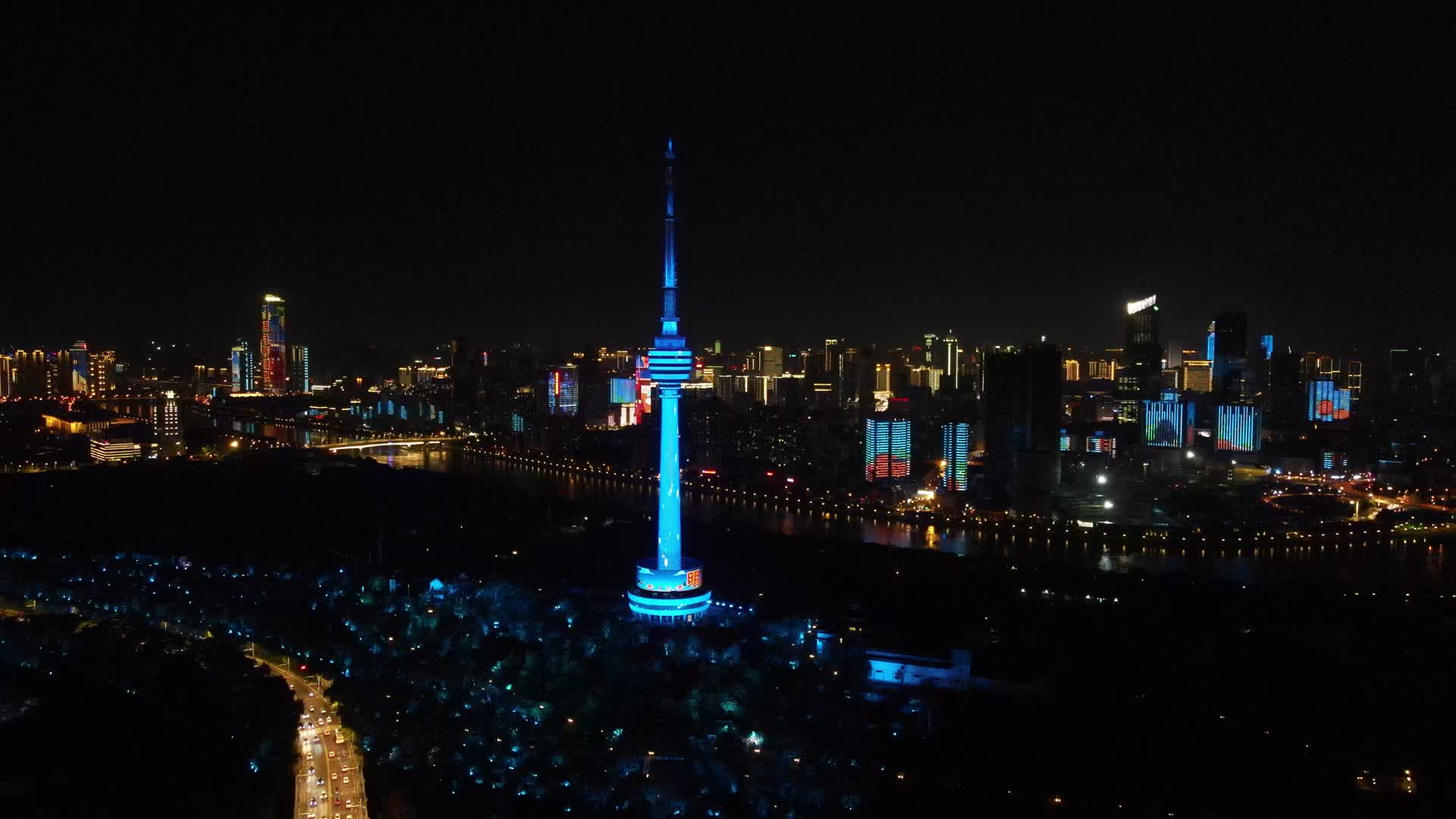 湖北武汉城市夜景灯光航拍视频的预览图