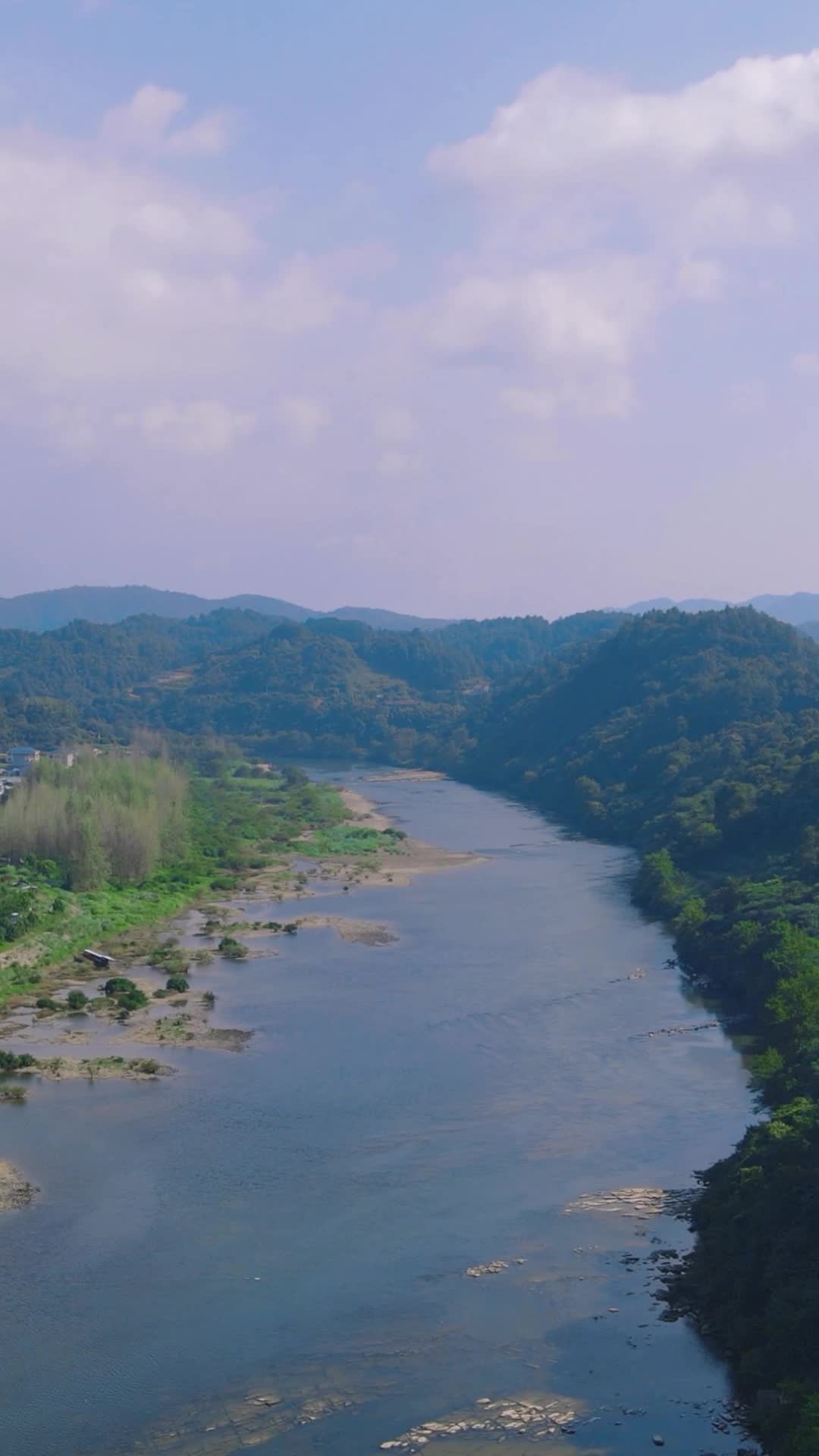 湖南舞水河风光竖屏航拍视频的预览图