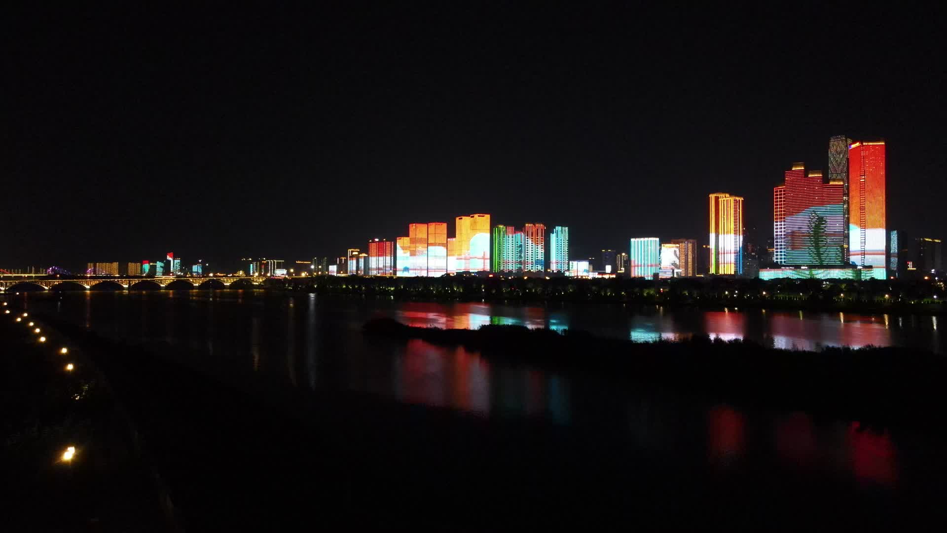 湖南长沙城市夜景灯光秀航拍视频的预览图