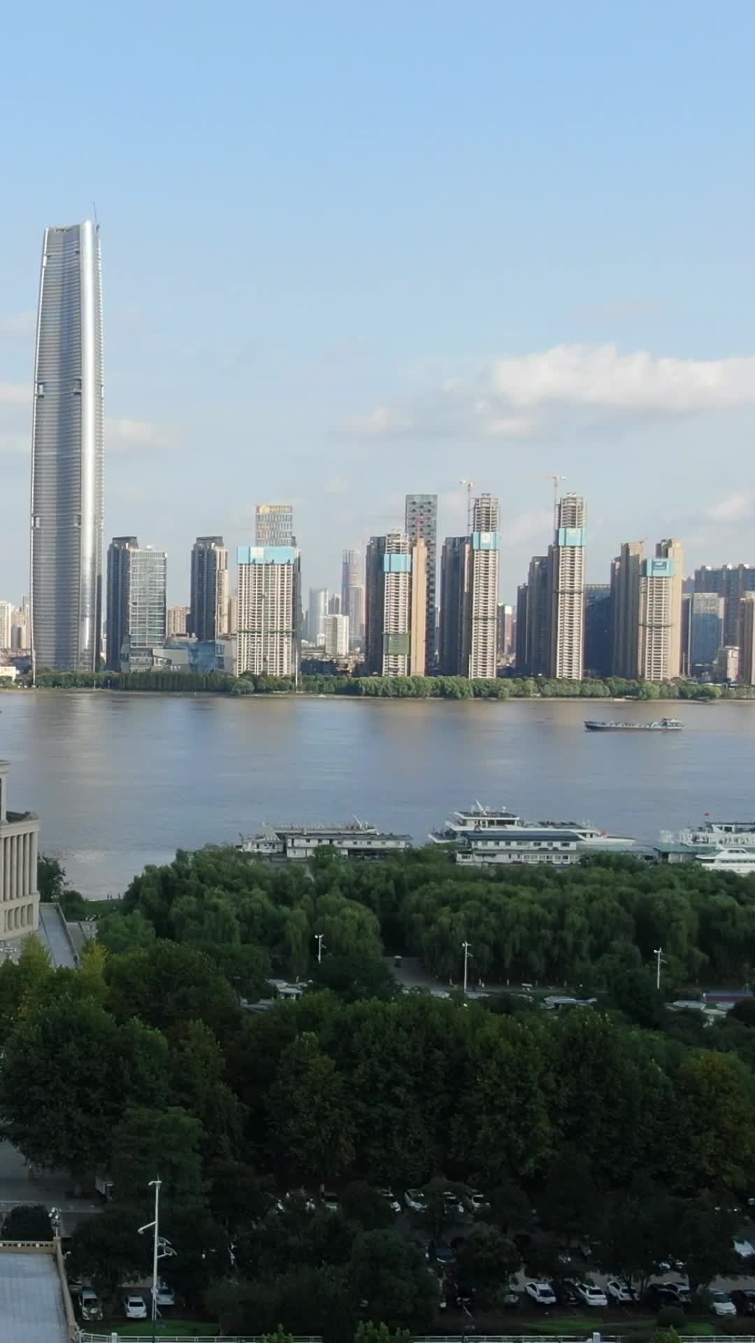武汉长江风光绿地中心竖屏航拍视频的预览图