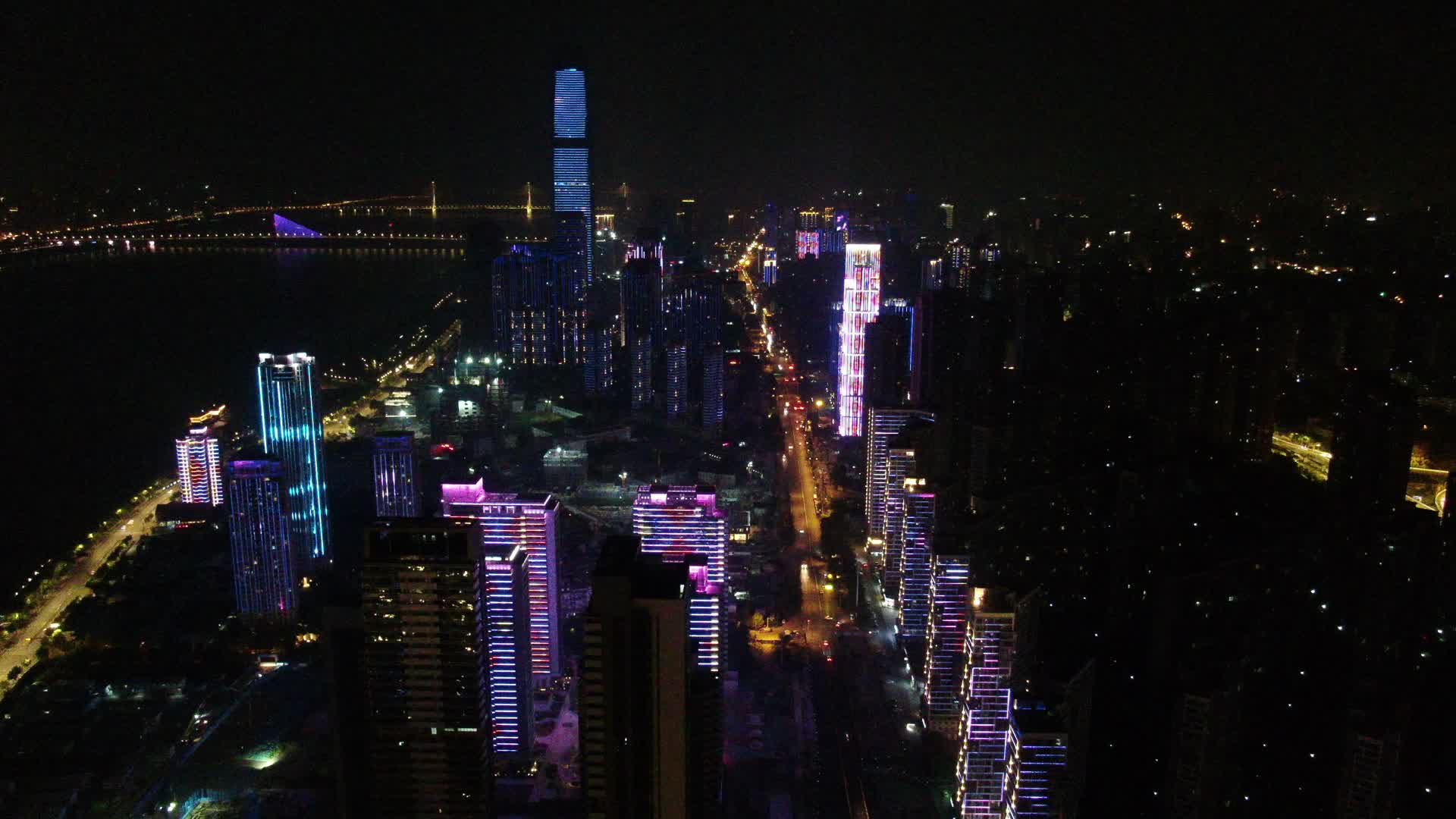 航拍湖北武汉武昌夜景视频的预览图