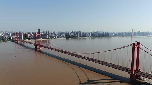 航拍湖北武汉长江鹦鹉洲大桥视频的预览图