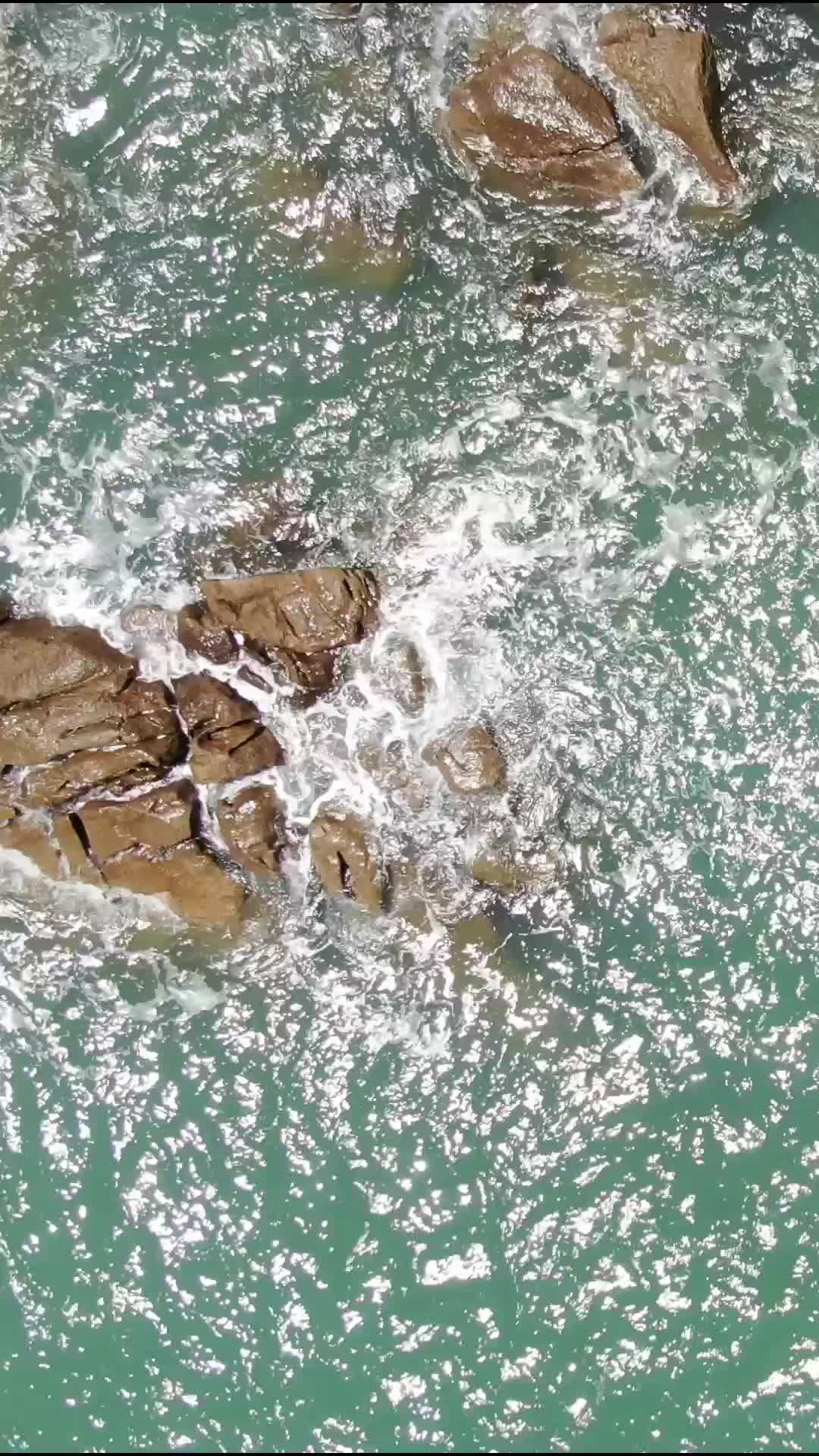 航拍大海海浪沙滩礁石竖屏视频的预览图