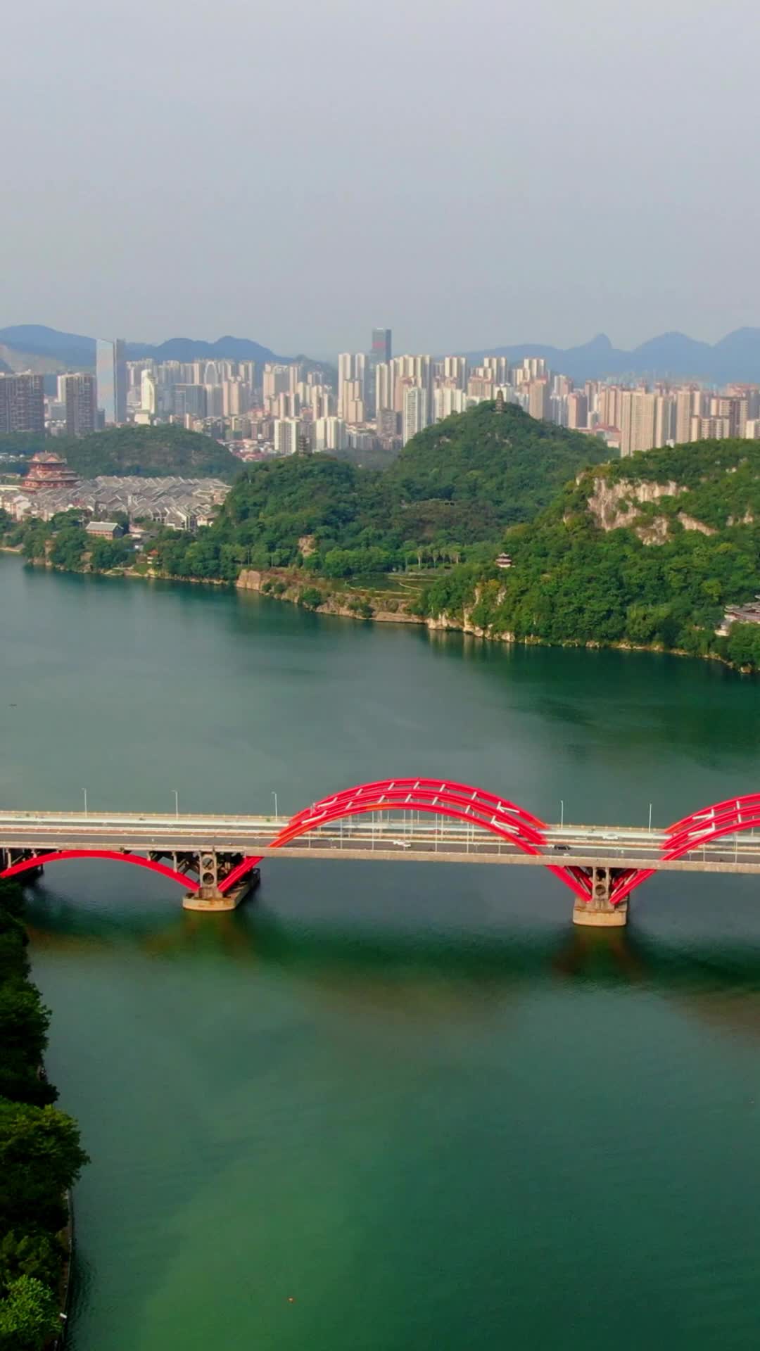 航拍广西柳州柳江文惠大桥视频的预览图