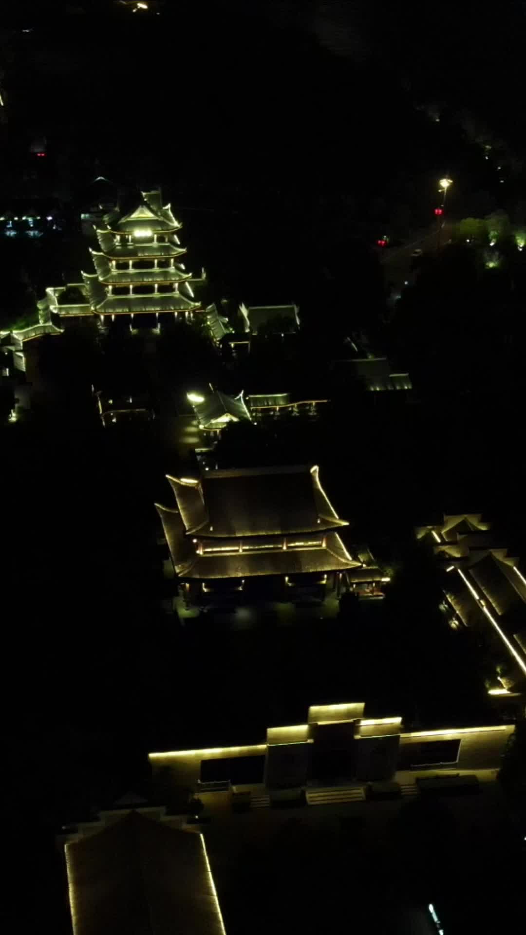 航拍湖南长沙橘子洲夜景竖屏视频的预览图