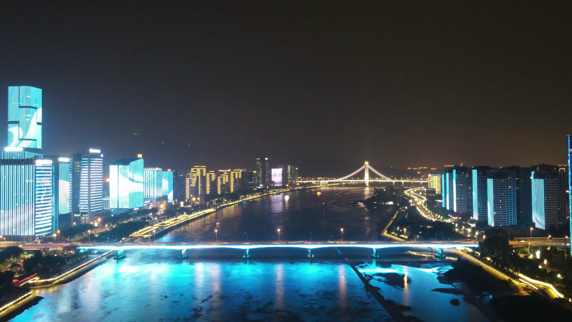 福建福州城市夜景移动延时航拍视频的预览图
