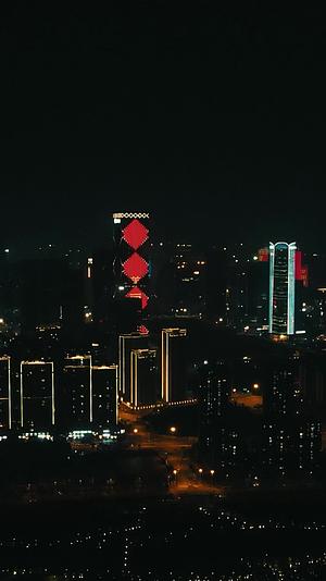 航拍广西南宁五象新区夜景视频的预览图