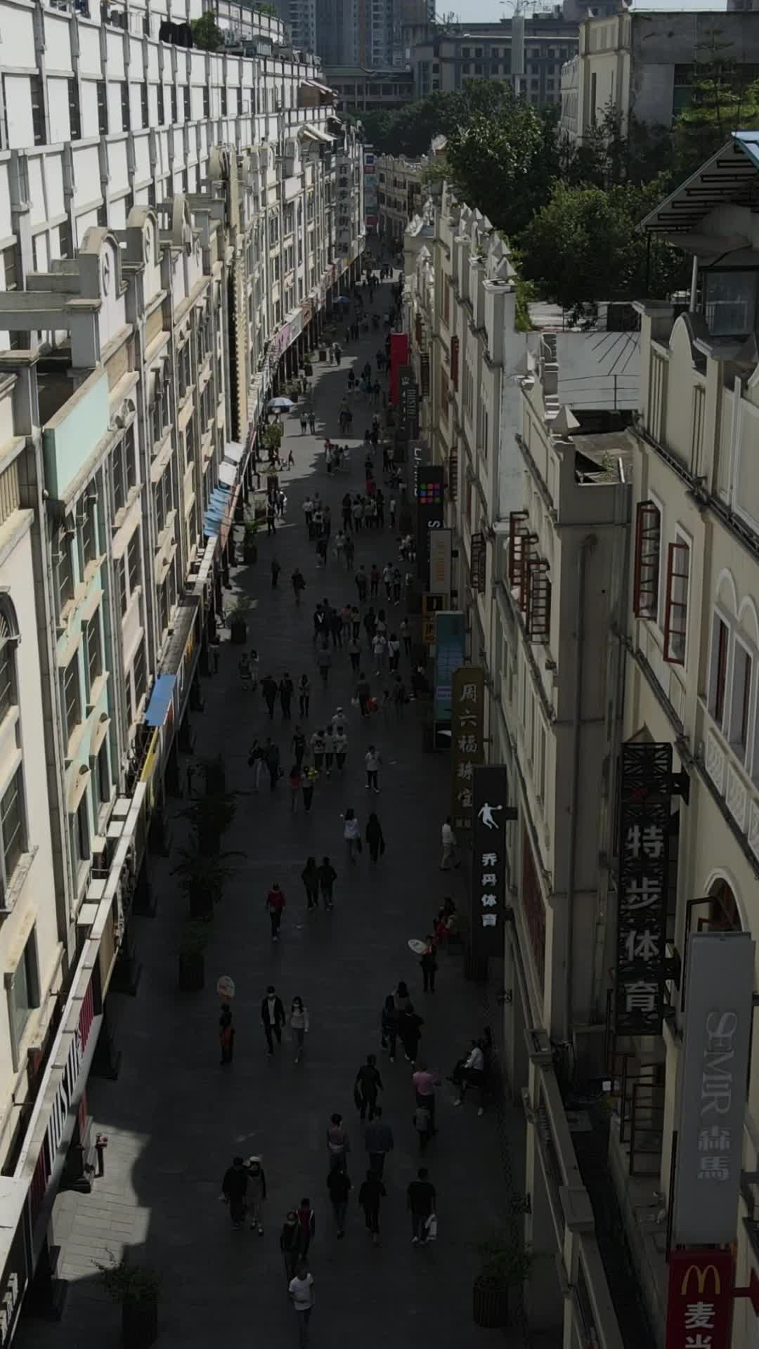 航拍广西南宁新宁路步行街竖屏视频的预览图