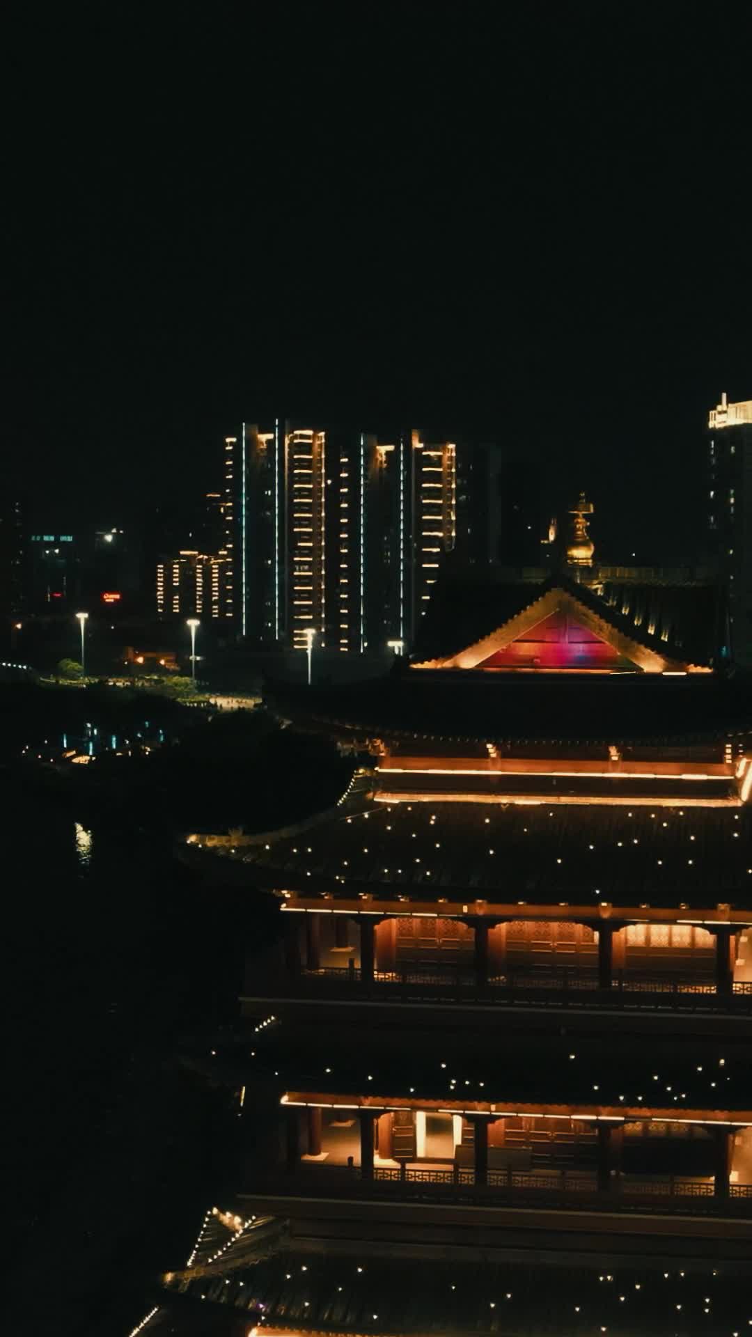 广西南宁城市宣传片地标建筑夜景航拍视频的预览图