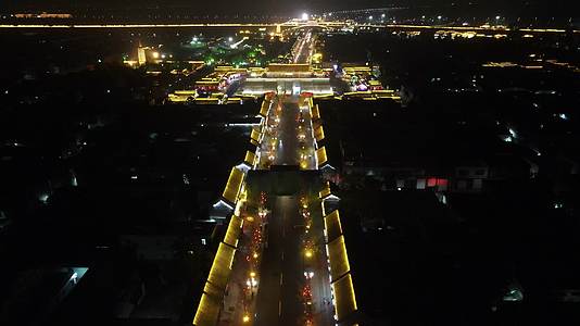 河北石家庄正定古城夜景航拍视频的预览图