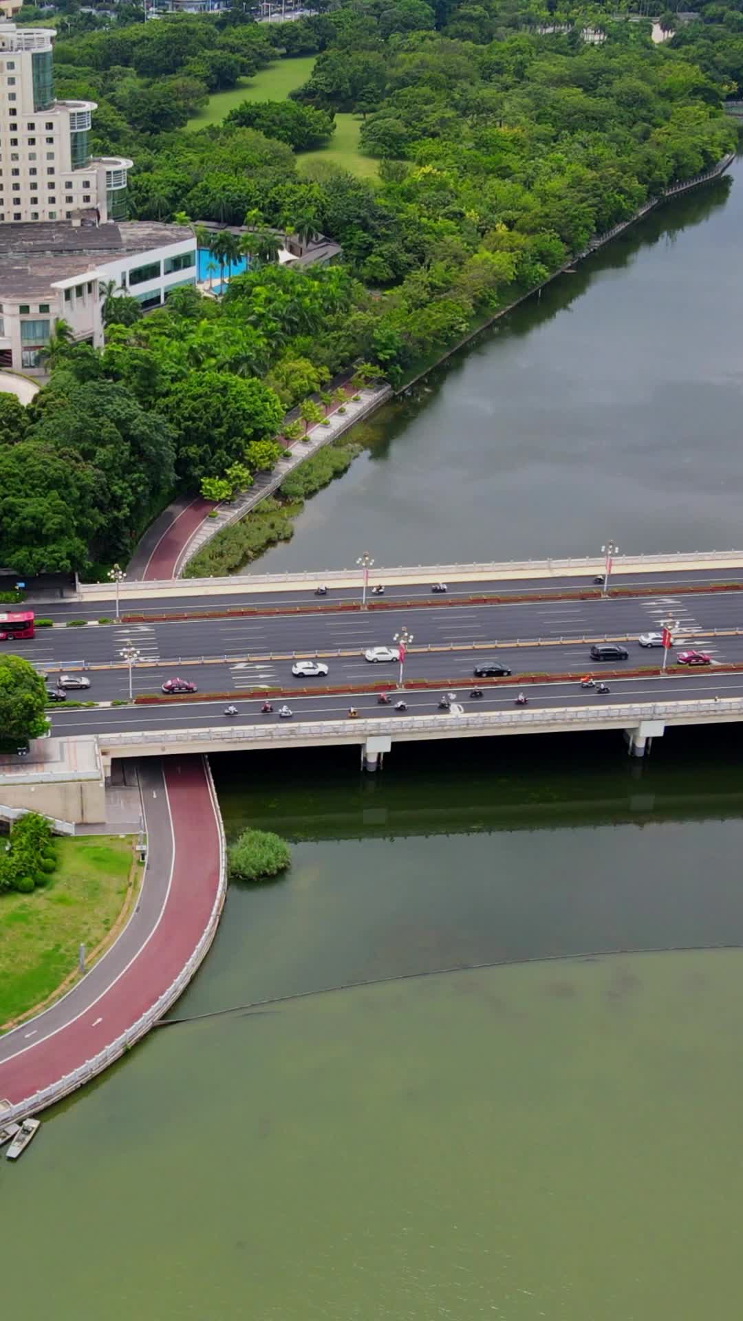 航拍广西南宁南湖大桥视频的预览图