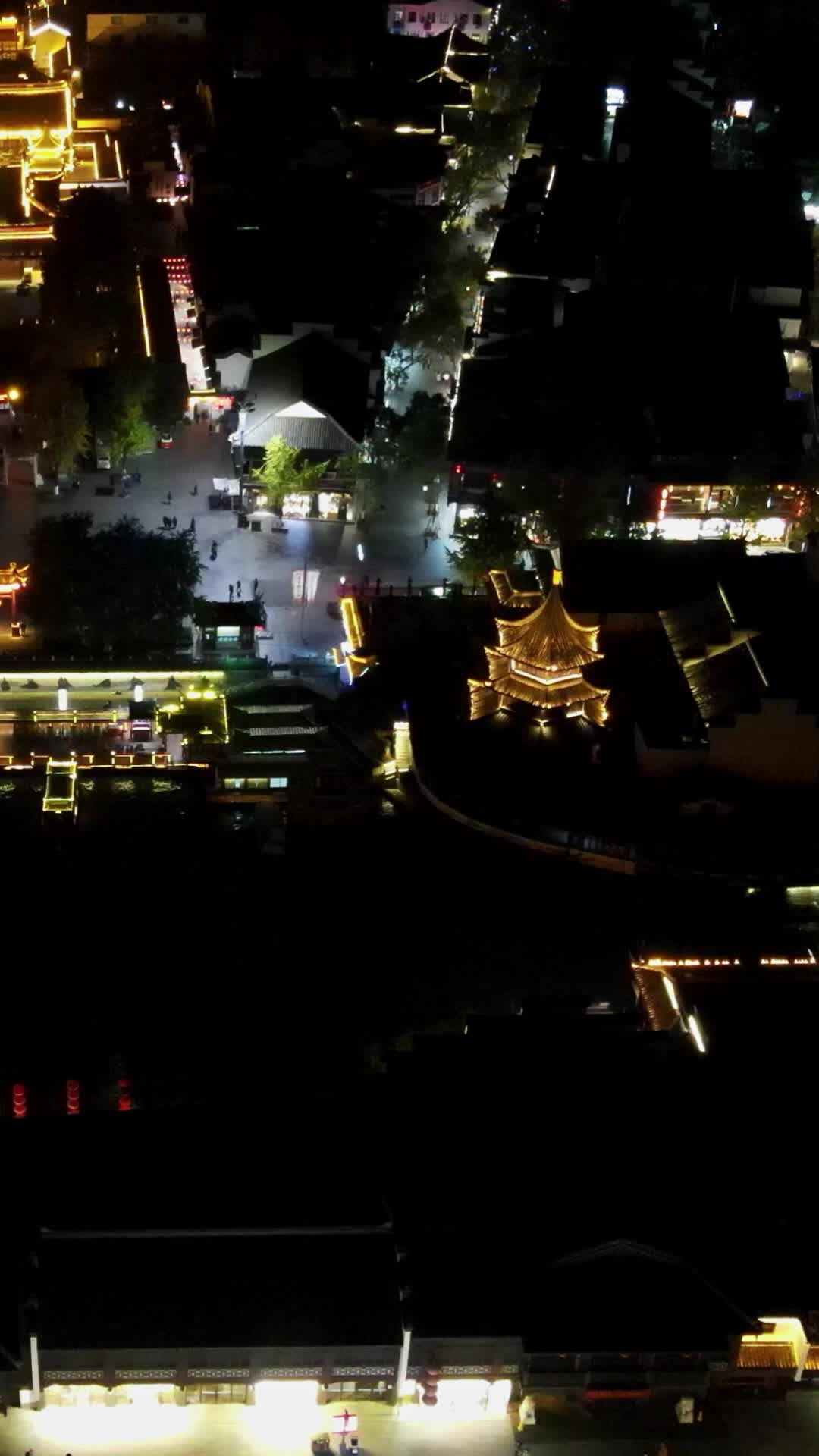 南京地标夫子庙夜景航拍视频的预览图