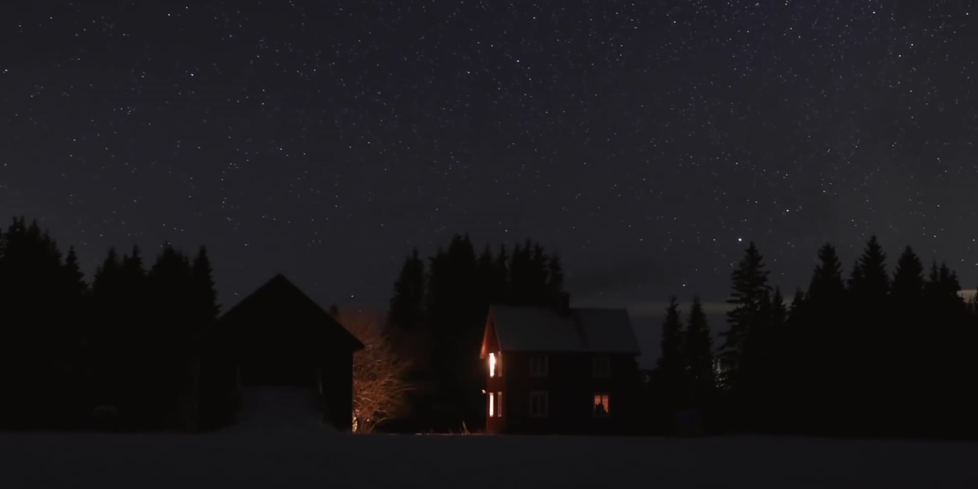 夜晚小屋星空银河延时视频的预览图