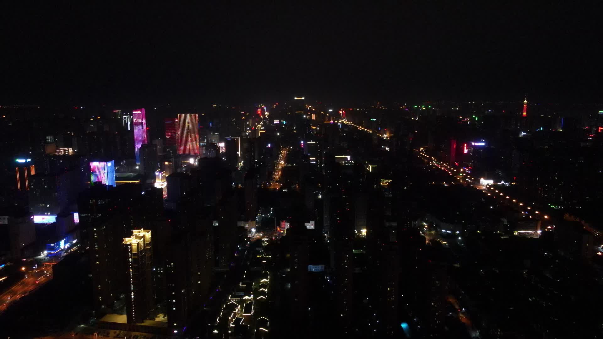 航拍石家庄城市夜景视频的预览图
