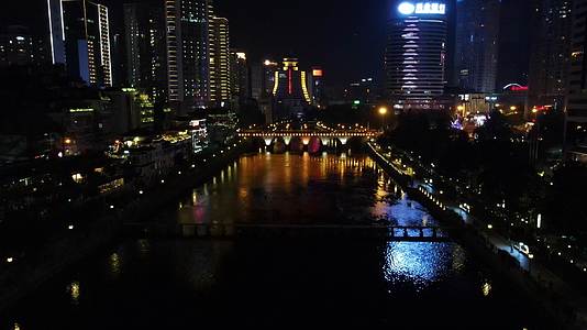 航拍贵州贵阳南明河夜景视频的预览图