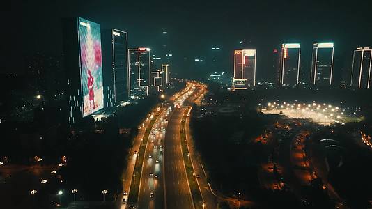 山东济南城市夜景交通竖屏航拍视频的预览图