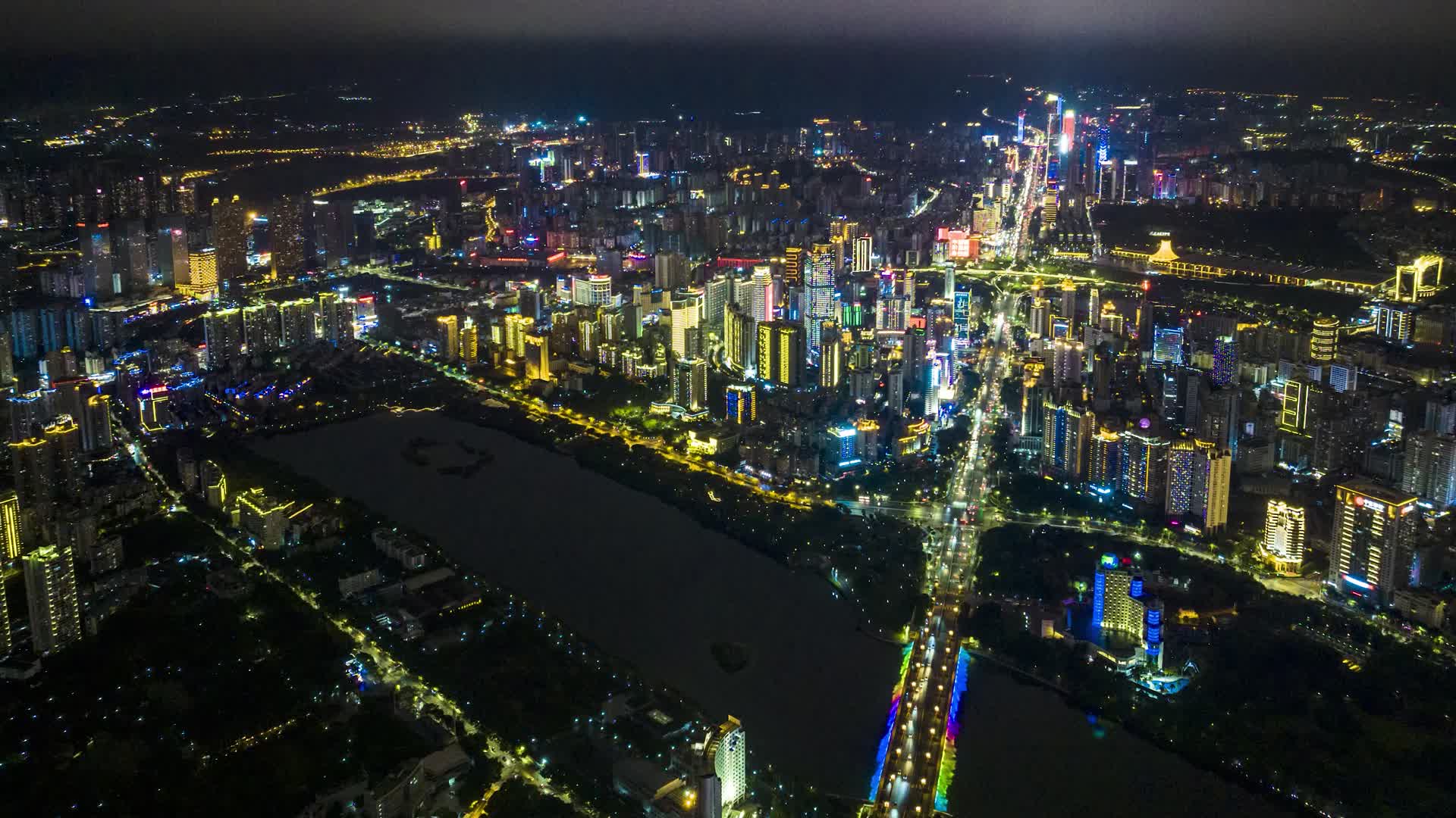4K延时航拍南宁民族大道最美夜景视频的预览图