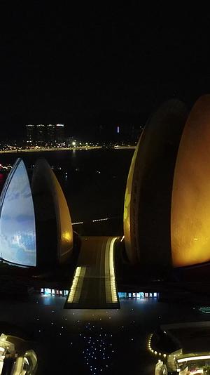 航拍广东珠海大剧院夜景视频的预览图