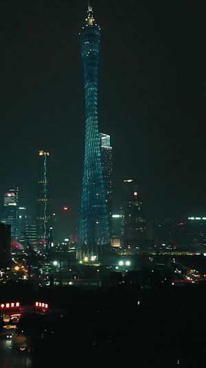 广州塔小蛮腰夜景竖屏航拍视频的预览图
