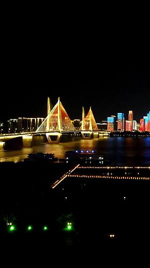 航拍湖北武汉长江二桥夜景视频的预览图