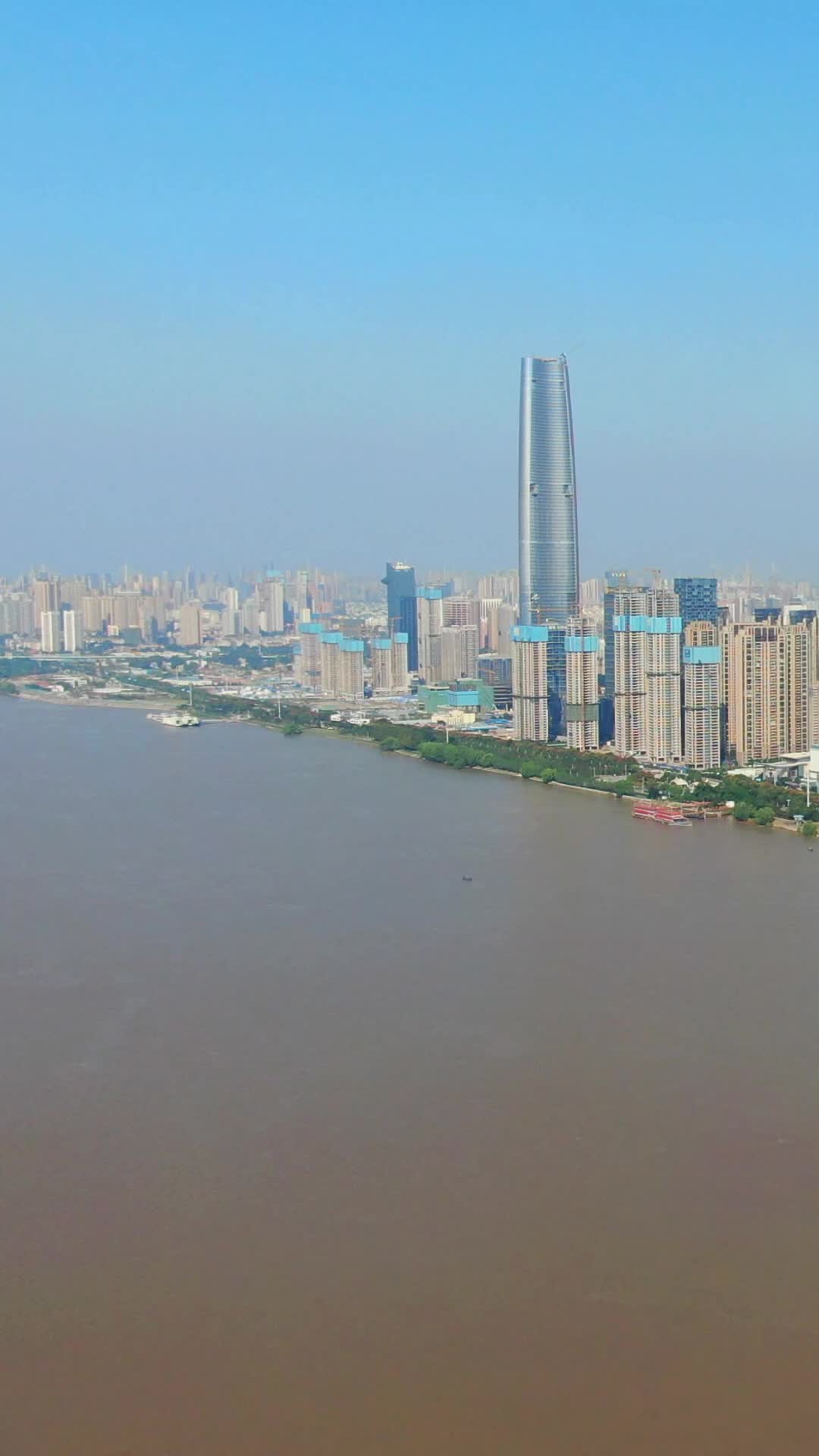 航拍湖北武汉武昌江滩绿地中心视频的预览图