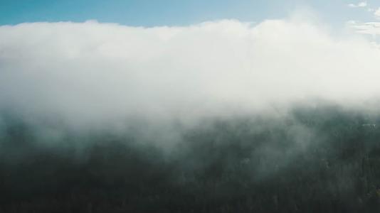 清晨宁静村庄草坪云雾缭绕视频的预览图