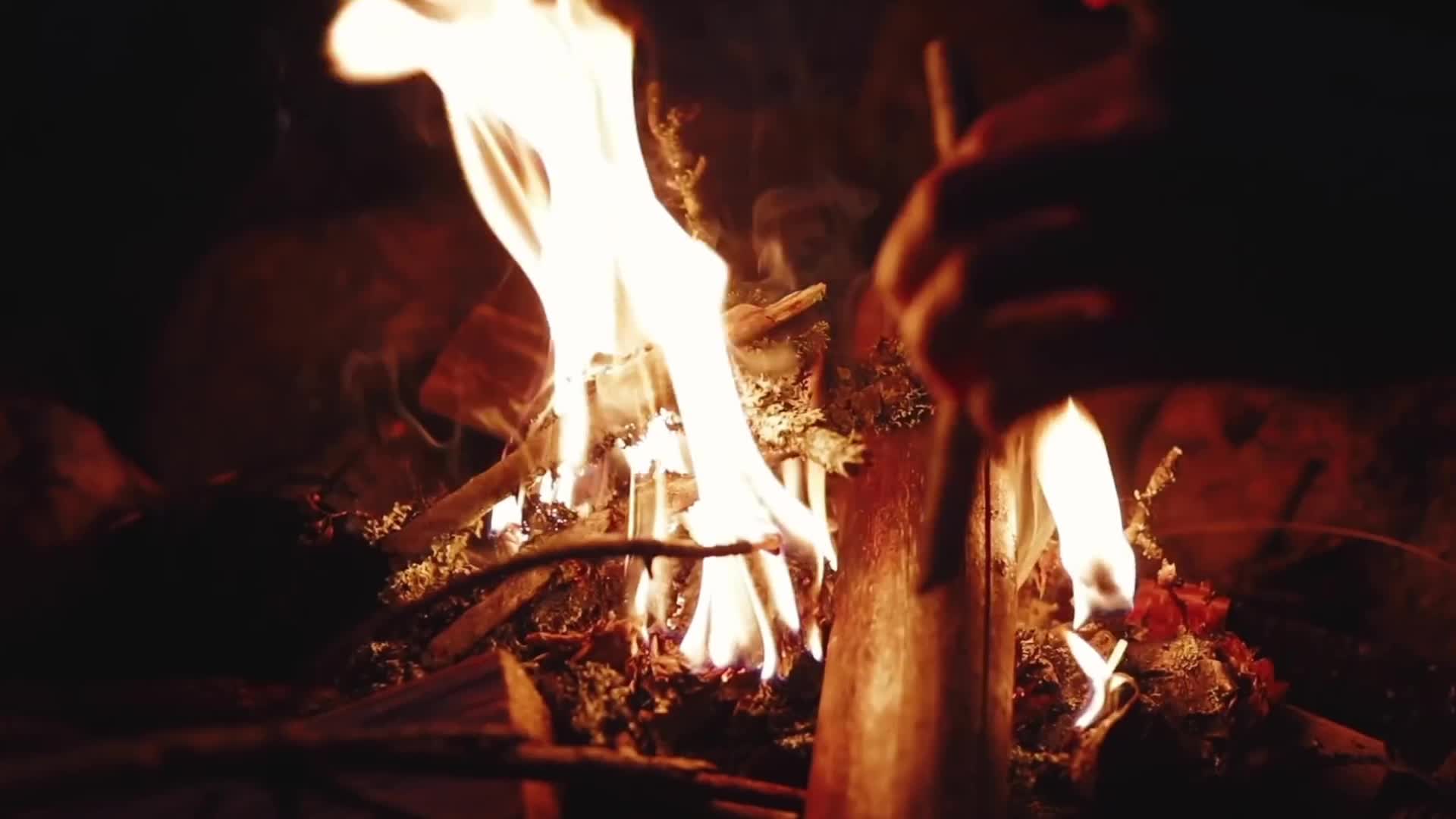 户外露营夜晚温暖篝火视频的预览图