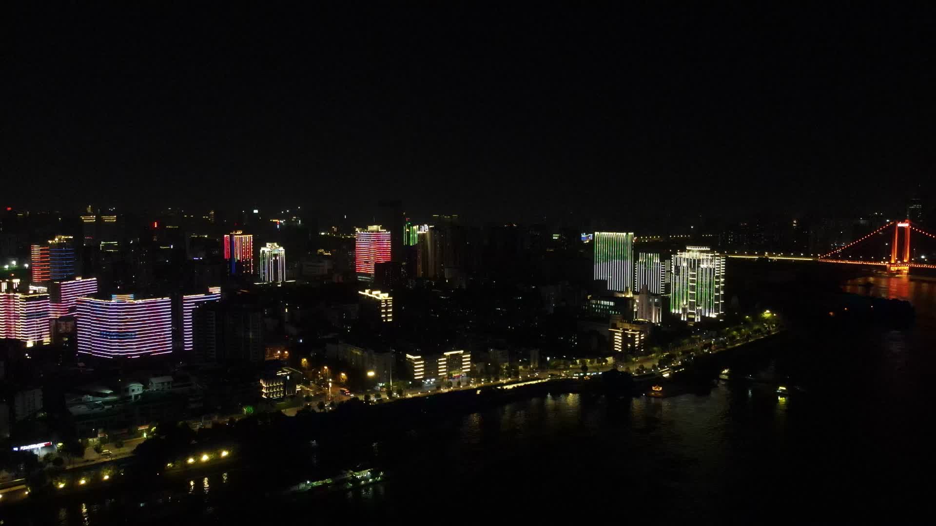 航拍河南郑州中州大道会展中心夜景视频的预览图