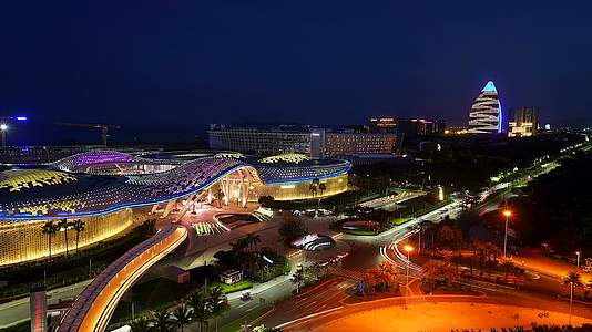 三亚海棠湾免税店夜景航拍延时视频的预览图