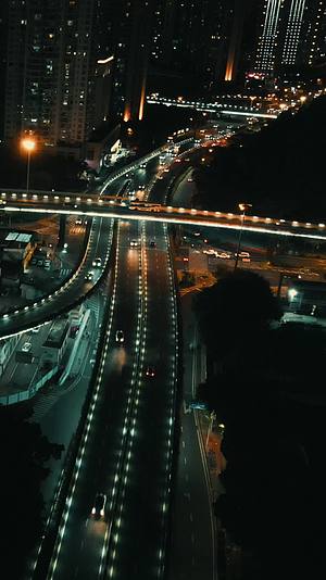 福建厦门城市夜景交通竖屏航拍视频的预览图