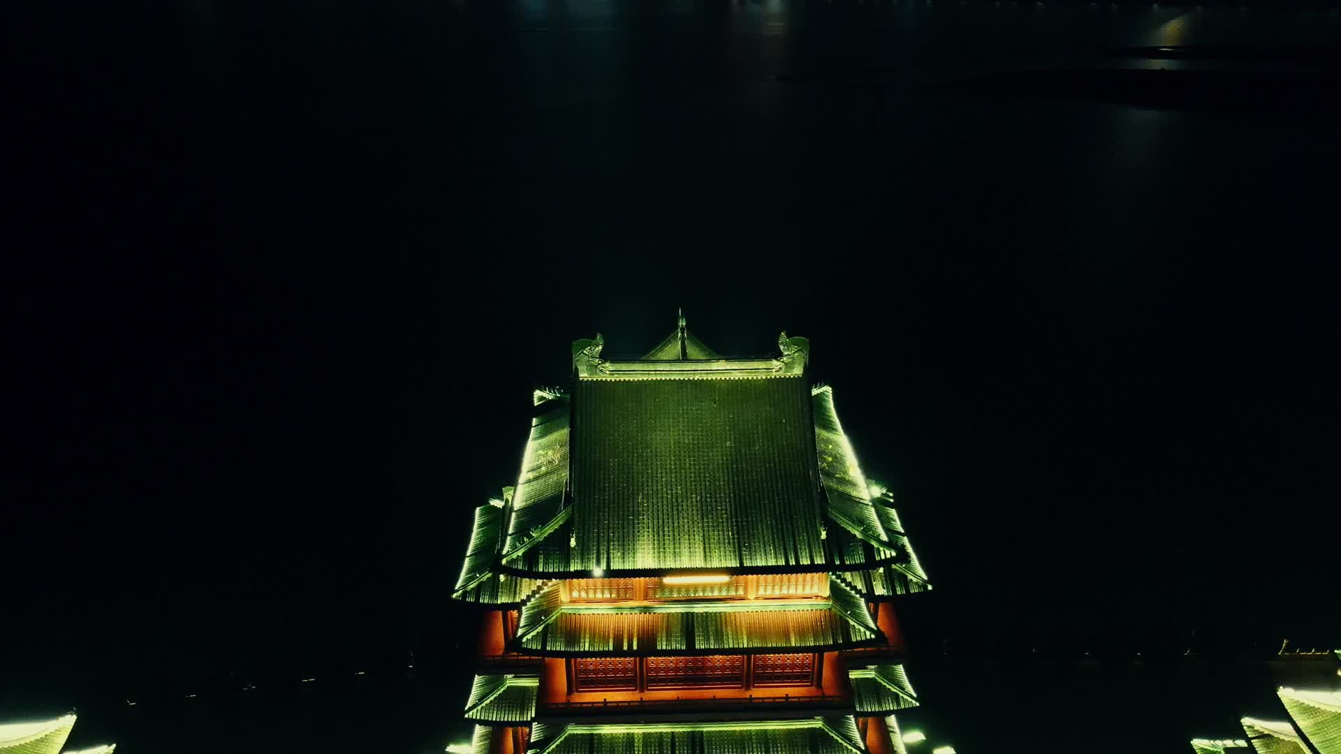 江西南昌滕王阁夜景灯光航拍视频的预览图