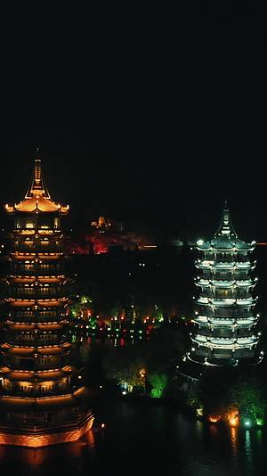 航拍广西桂林旅游城市旅游景点视频的预览图