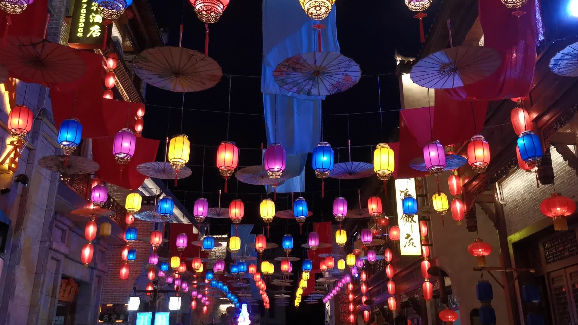 湖南洪江古商城夜景灯光视频的预览图