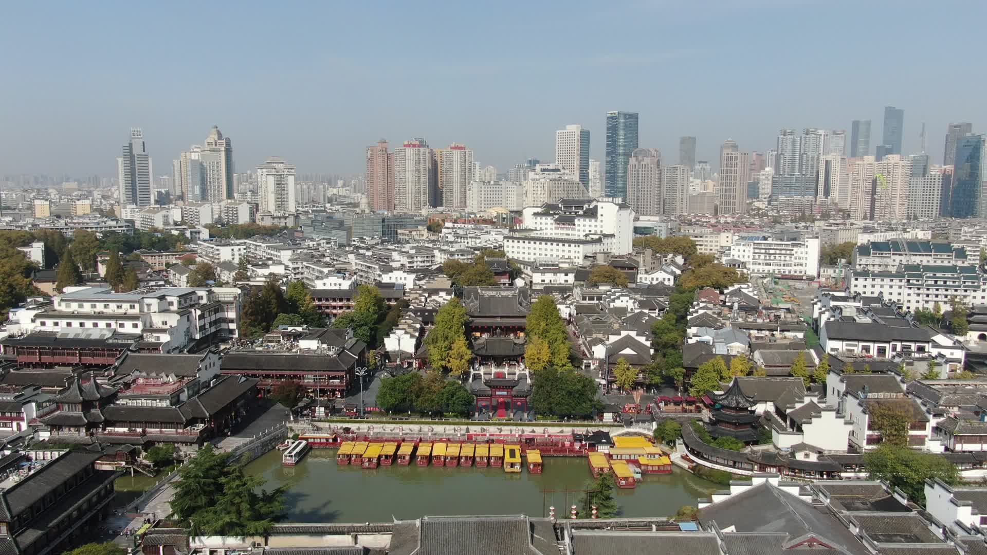 南京秦淮河夫子庙景区航拍视频的预览图