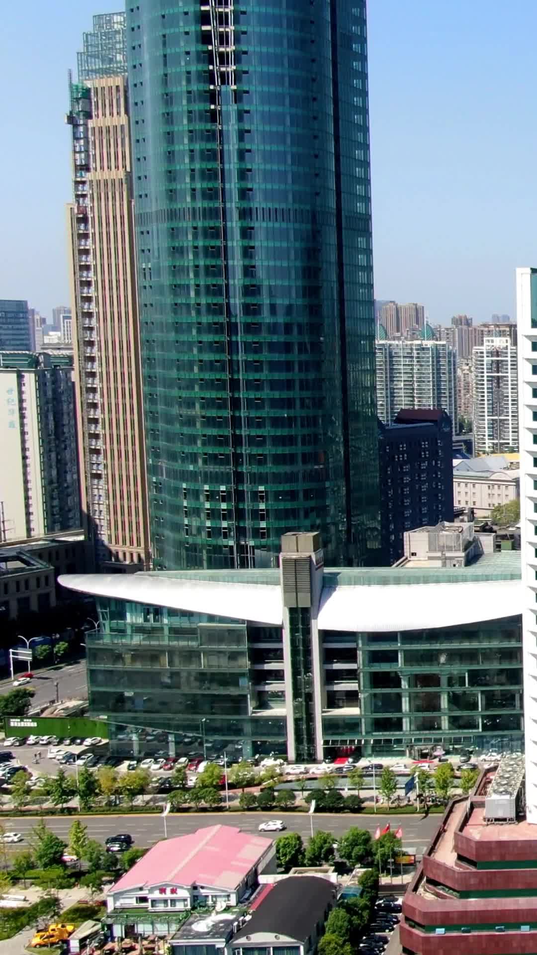航拍武汉城市CBD高楼特写视频的预览图