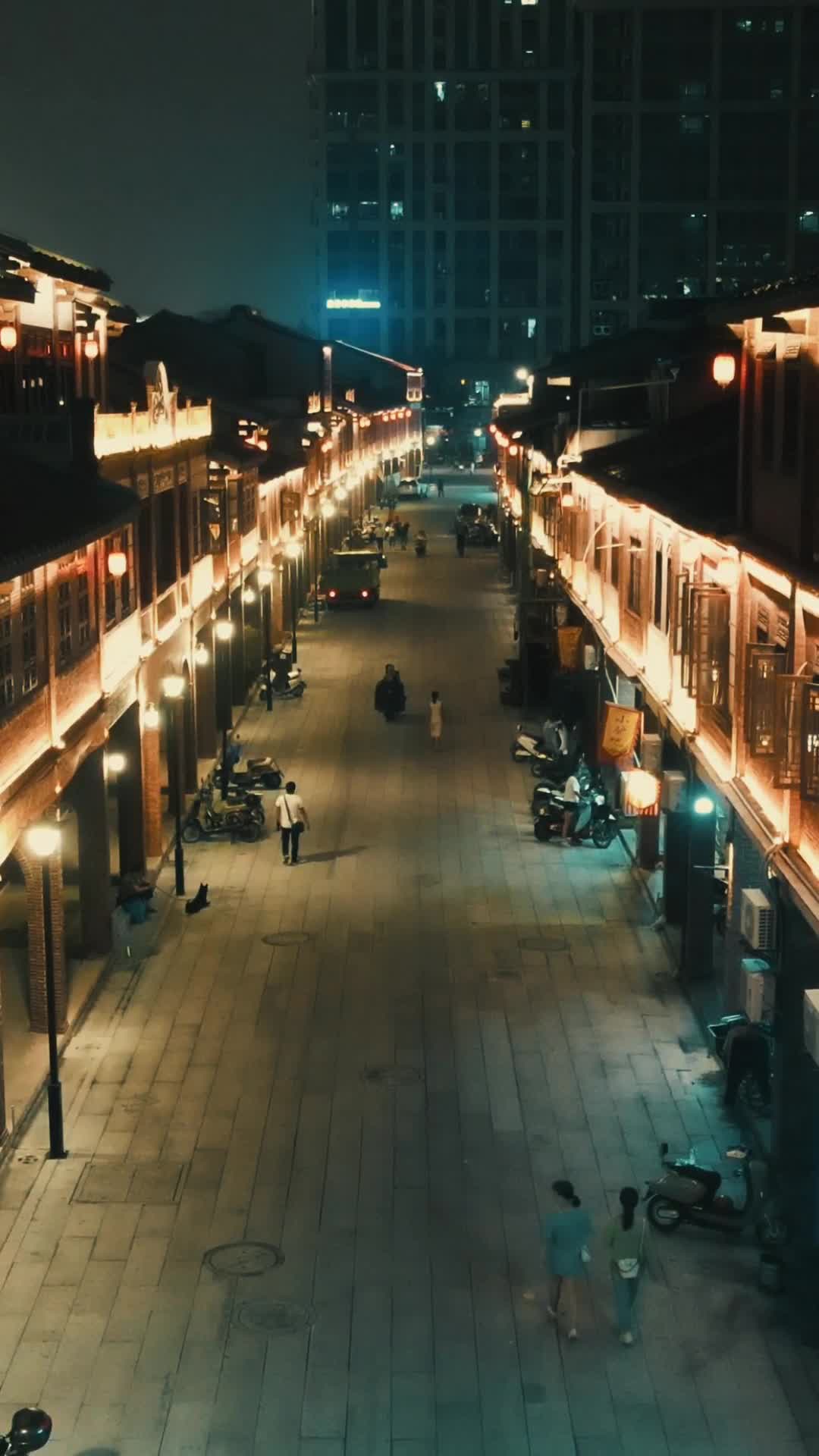 福建漳州古城夜景灯光竖屏航拍视频的预览图