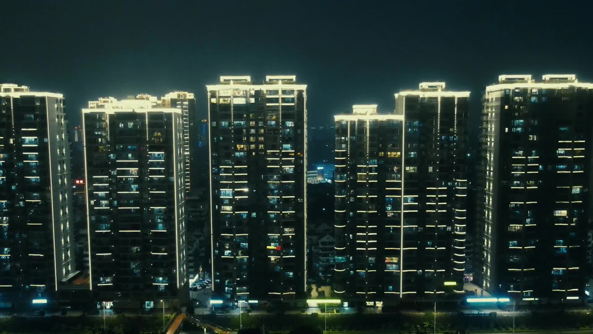 福建漳州城市夜景航拍视频的预览图