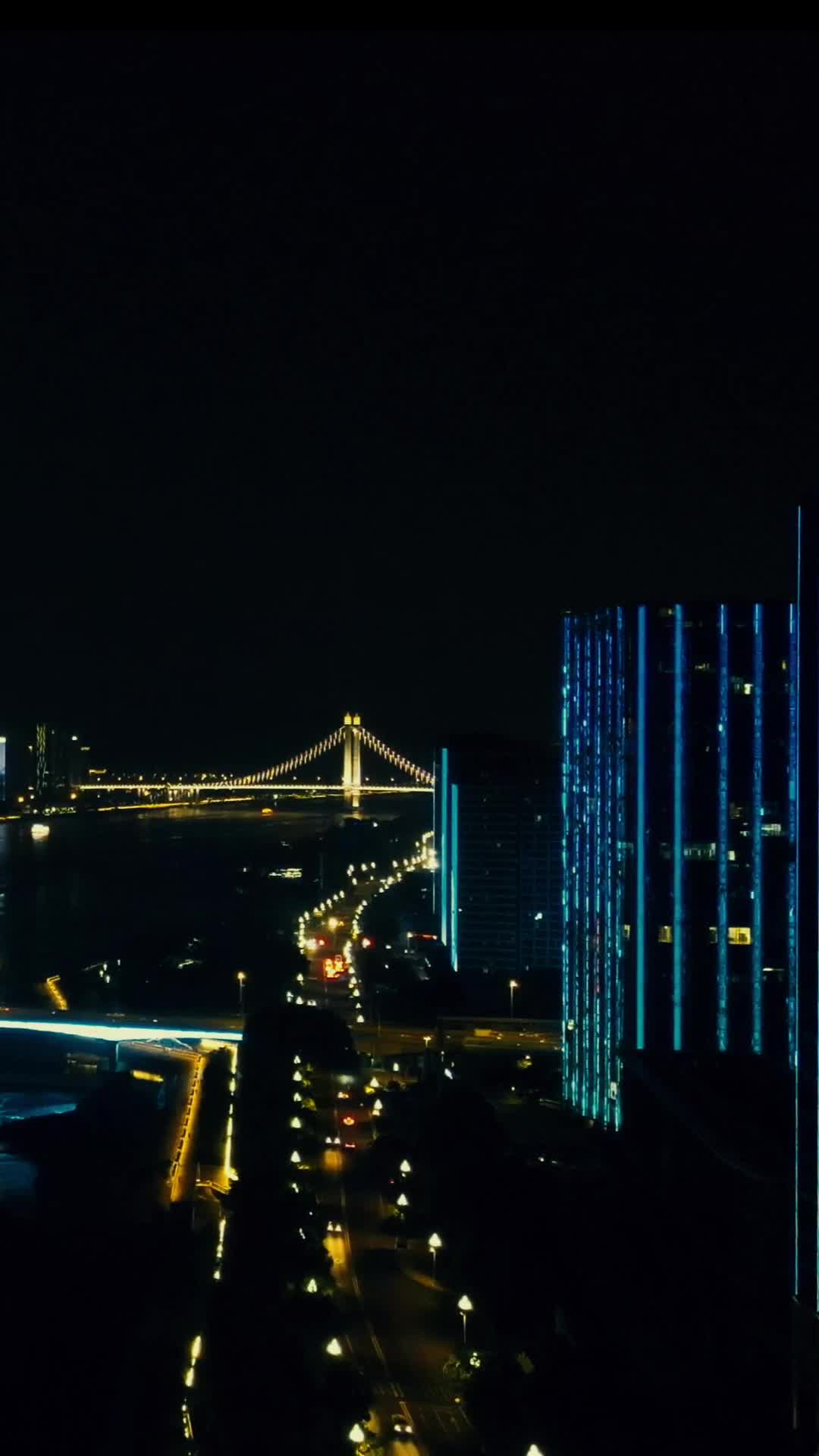 福建福州台江万达广场夜景竖屏航拍视频的预览图